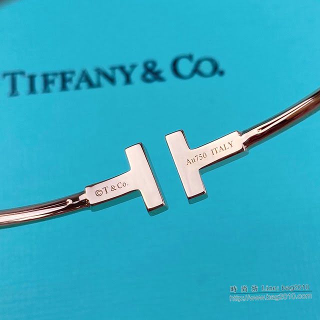 Tiffany飾品 蒂芙尼女士專櫃爆款T Square貝母雙t開口手鐲 Tiffany鑲嵌白色珍珠母貝手鐲  zgt1618